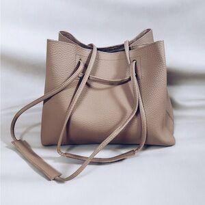 Vegan Leather Slouchy Bucket Bag - Tan (NWT)